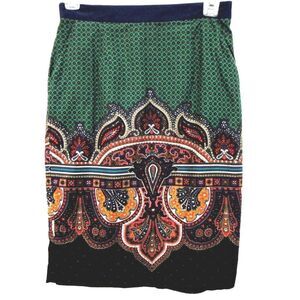 Anthropologie edme & esyllte Sz 0 Paisley Corduroy Border Print Skirt Lined